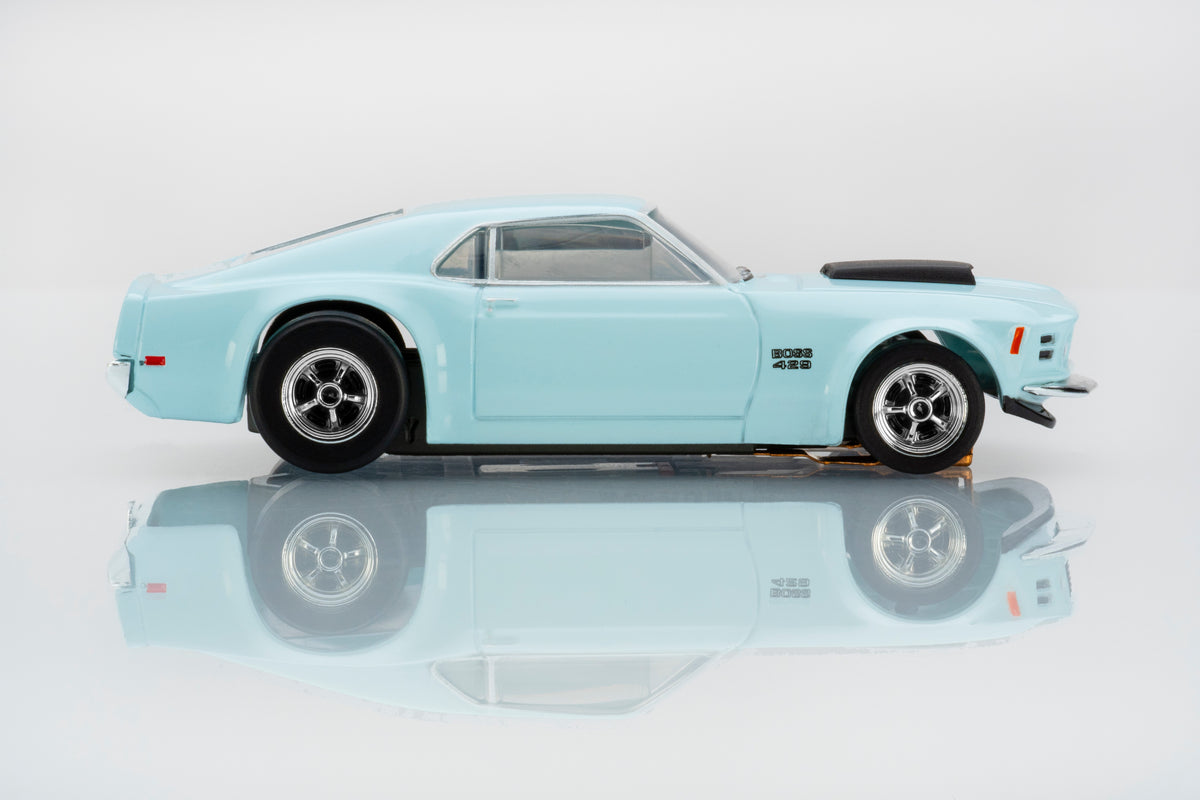 AFX Mega G+ 22133 1970 Mustang Boss 429 in Pastel Blue HO Scale Slot Car