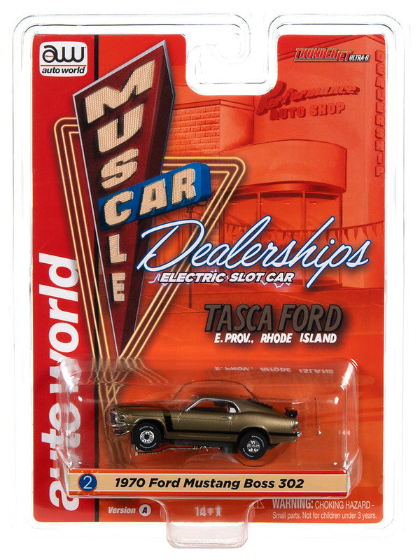 Auto World Thunderjet SC394-2A 2023 R3 TASCA FORD 1970 MUSTANG BOSS 302 (GREEN) HO Scale Slot Car