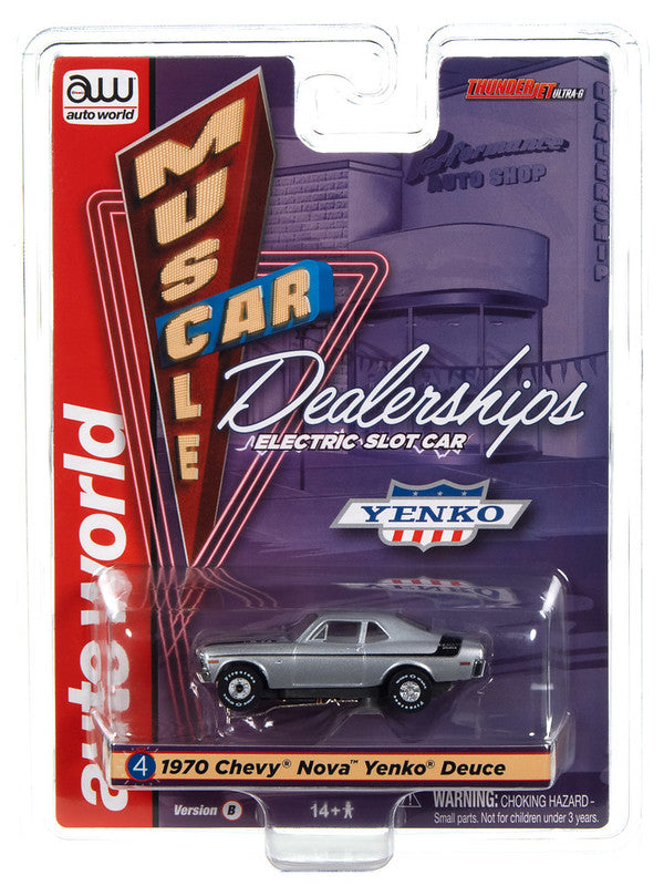 Auto World Thunderjet SC394-4B 2023 R3 YENKO 1970 CHEVROLET NOVA (SILVER) HO Scale Slot Car