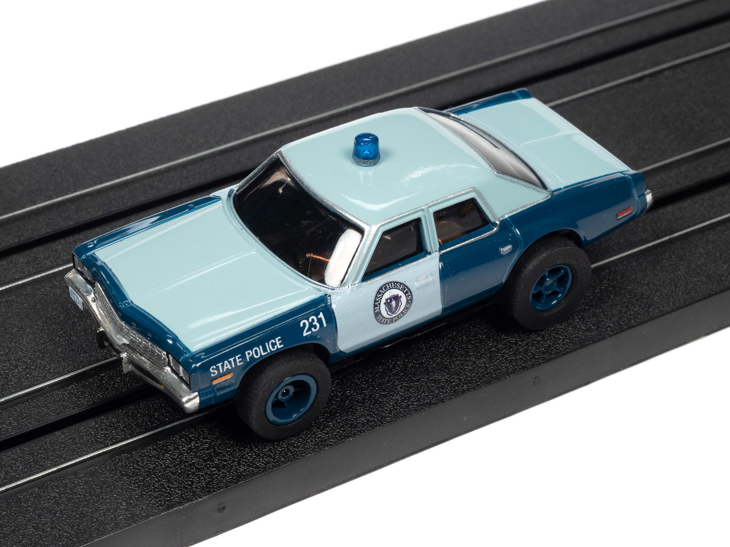 Auto World Xtraction SC397-3 R4 1974 DODGE MONACO MASSACHUSETTS STATE POLICE HO Scale Slot Car