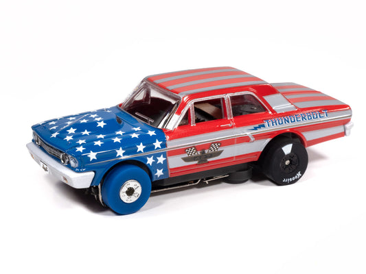 Auto World Thunderjet SC430-2B 1964 Ford Thunderbolt (Silver, White, Red & Blue) HO Scale Slot Car