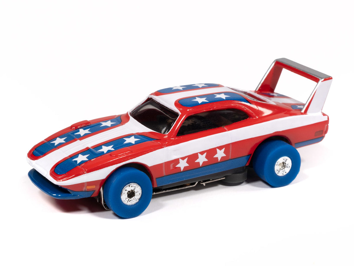 Auto World Thunderjet SC430-3B 1969 Dodge Charger Daytona (Red, Blue & White) HO Scale Slot Car