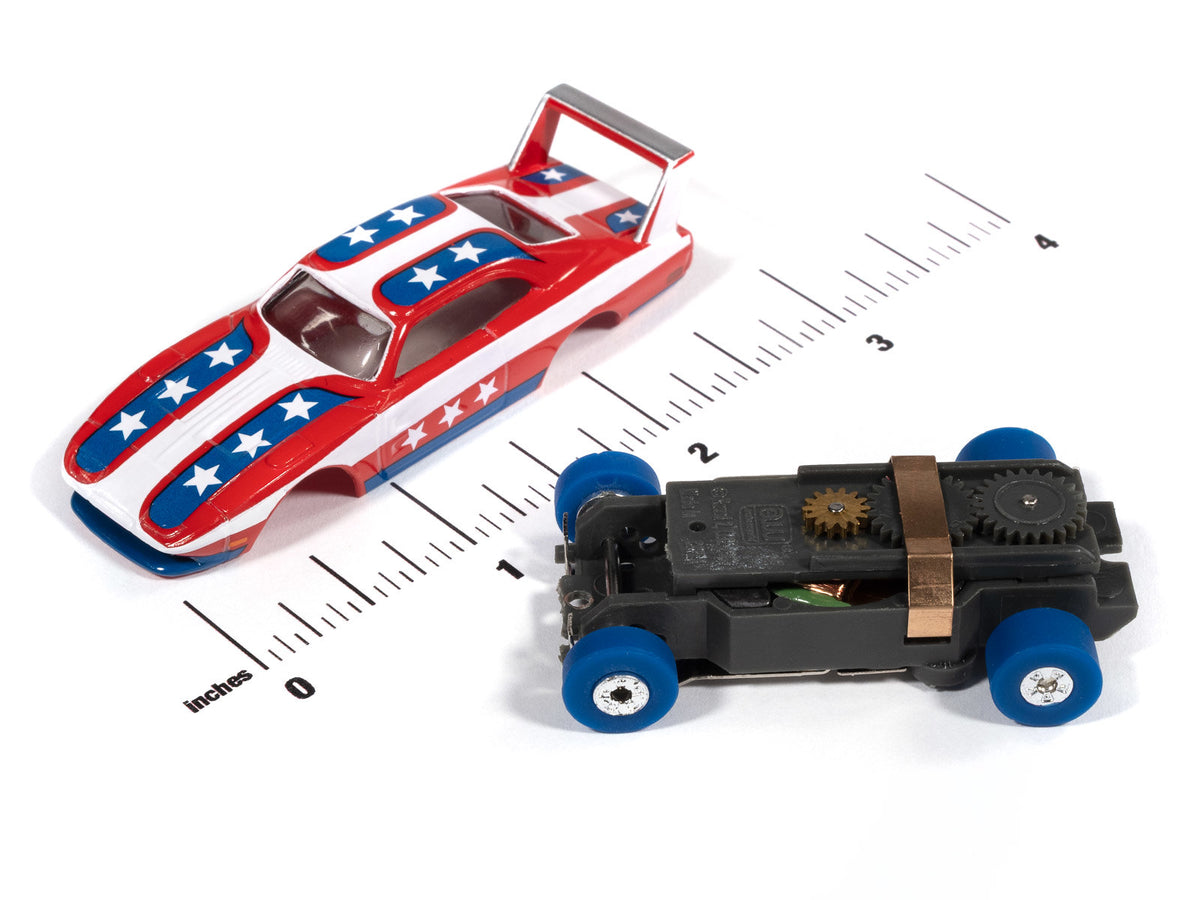 Auto World Thunderjet SC430-3B 1969 Dodge Charger Daytona (Red, Blue & White) HO Scale Slot Car
