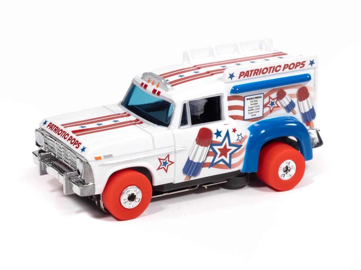 Auto World Thunderjet SC430-4A Ice Cream Truck (White, Red & Blue) HO Scale Slot Car
