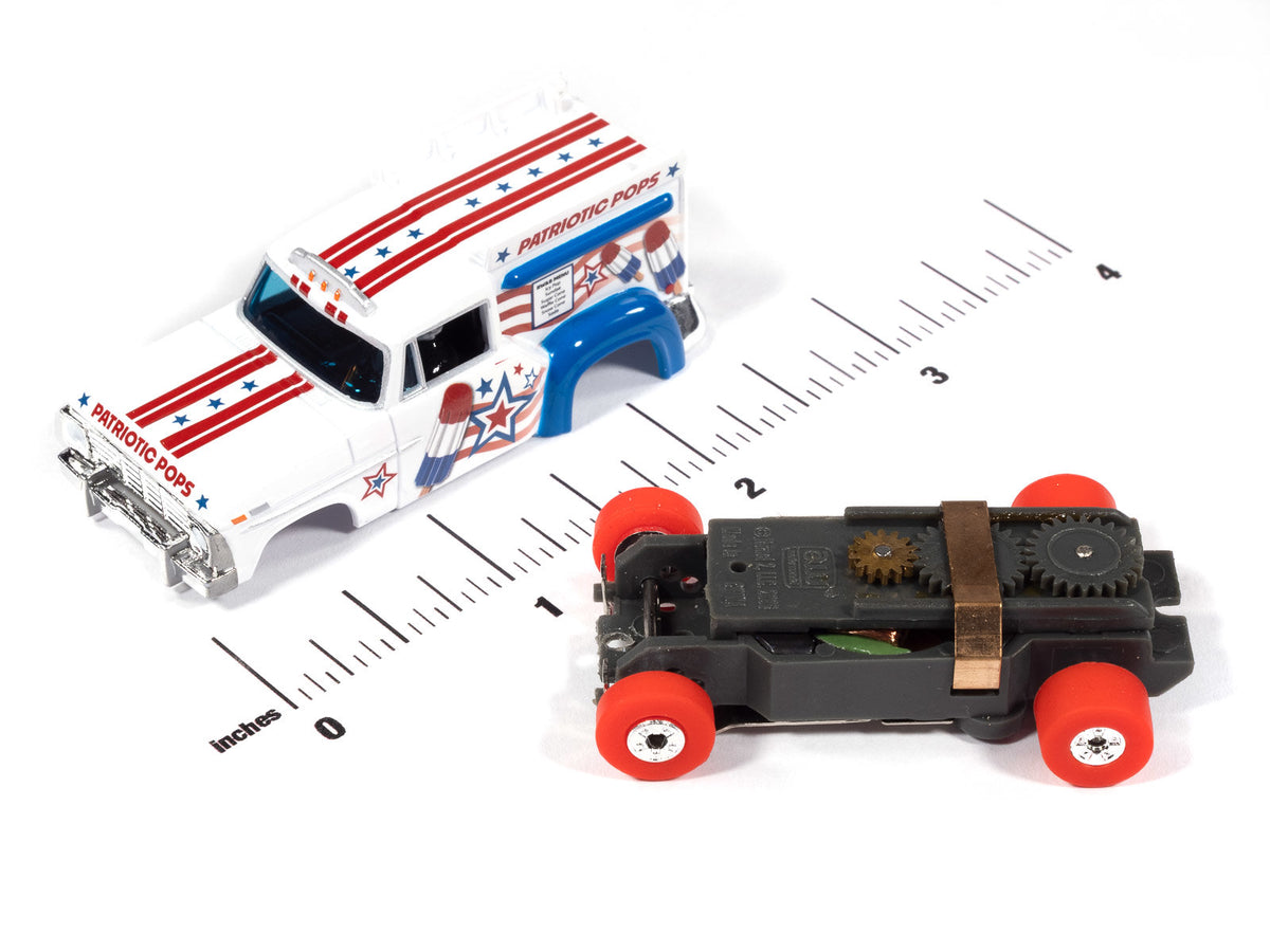 Auto World Thunderjet SC430-4A Ice Cream Truck (White, Red & Blue) HO Scale Slot Car