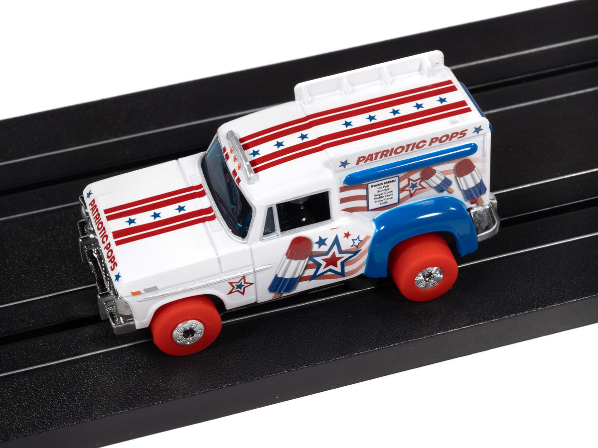 Auto World Thunderjet SC430-4A Ice Cream Truck (White, Red & Blue) HO Scale Slot Car