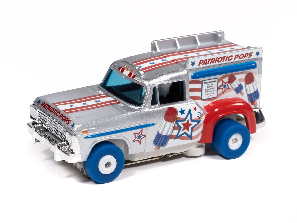 Auto World Thunderjet SC430-4B Ice Cream Truck (Silver, White, Red & Blue) HO Scale Slot Car
