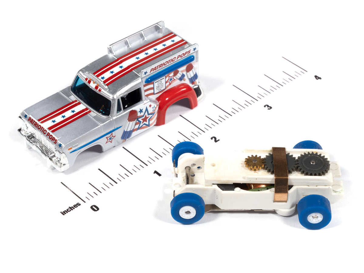 Auto World Thunderjet SC430-4B Ice Cream Truck (Silver, White, Red & Blue) HO Scale Slot Car