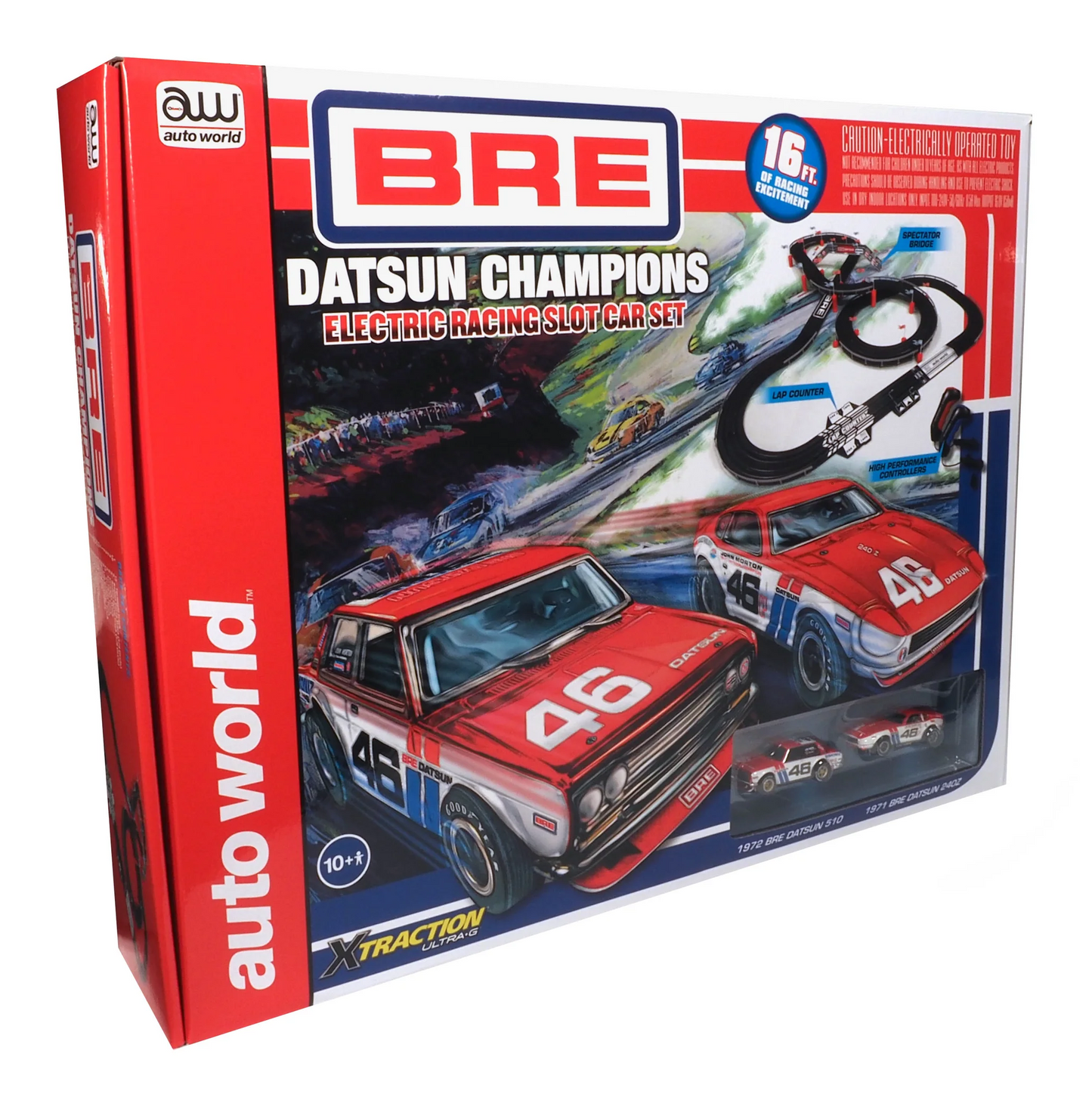 Auto World Race Set Xtraction SRS353R BRE Datsun Champions 16' Slot Car Race Set