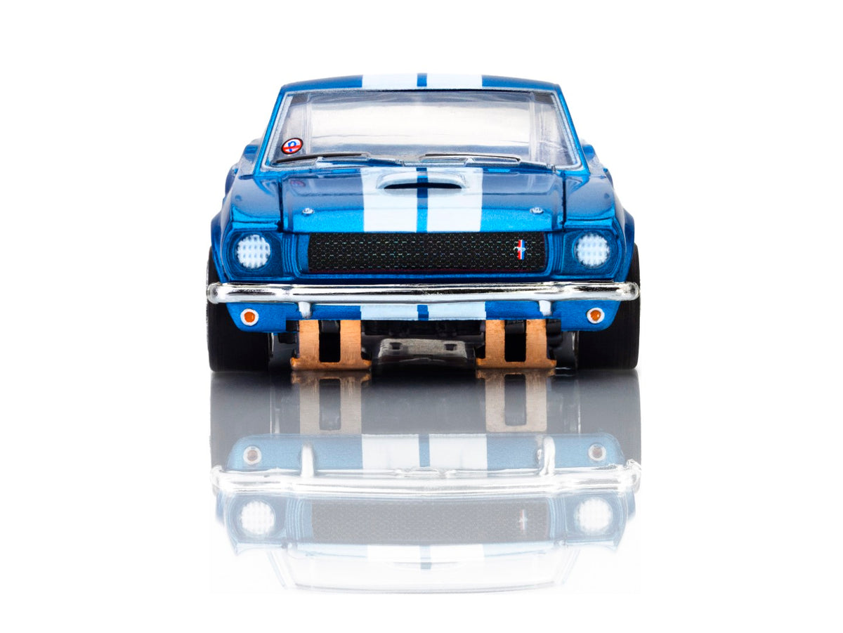AFX Mega G+ 22149 1966 Shelby Mustang GT350 - Blue with White Stripes HO Scale Slot Car
