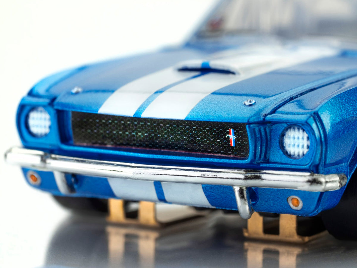 AFX Mega G+ 22149 1966 Shelby Mustang GT350 - Blue with White Stripes HO Scale Slot Car