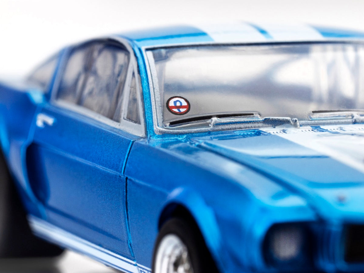 AFX Mega G+ 22149 1966 Shelby Mustang GT350 - Blue with White Stripes HO Scale Slot Car