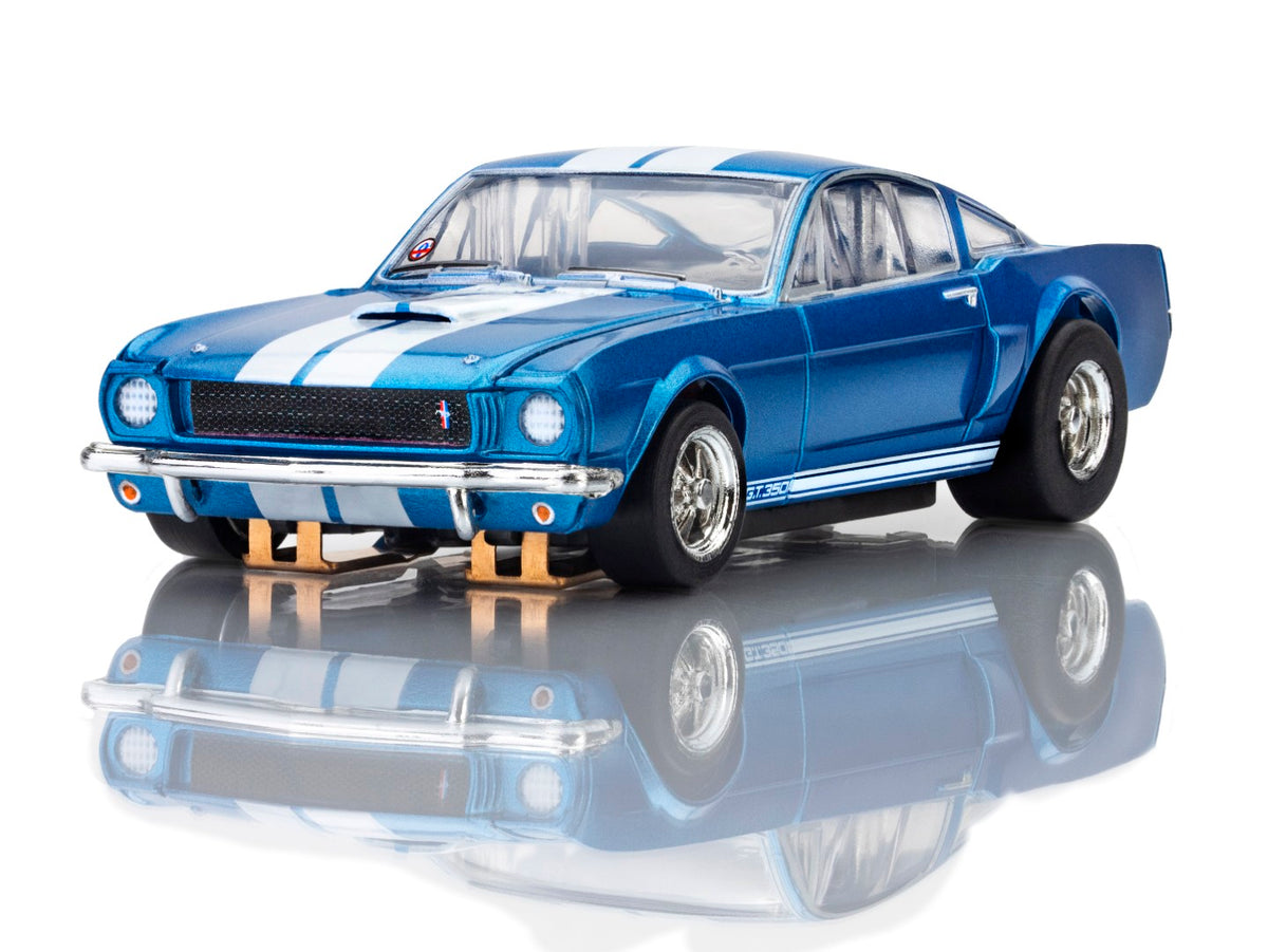 AFX Mega G+ 22149 1966 Shelby Mustang GT350 - Blue with White Stripes HO Scale Slot Car