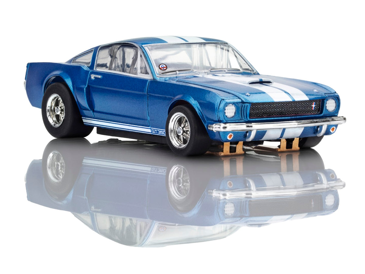 AFX Mega G+ 22149 1966 Shelby Mustang GT350 - Blue with White Stripes HO Scale Slot Car
