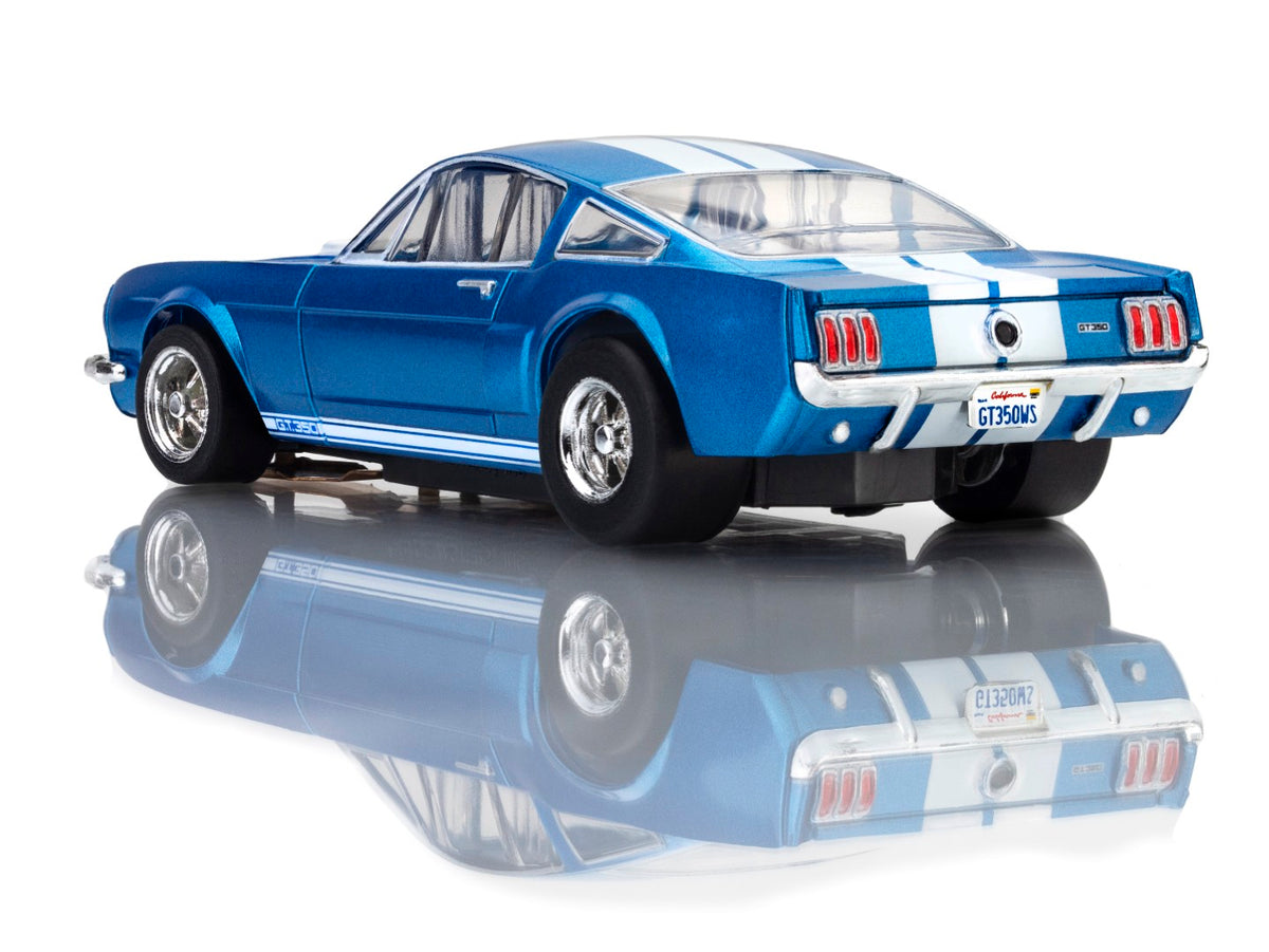 AFX Mega G+ 22149 1966 Shelby Mustang GT350 - Blue with White Stripes HO Scale Slot Car