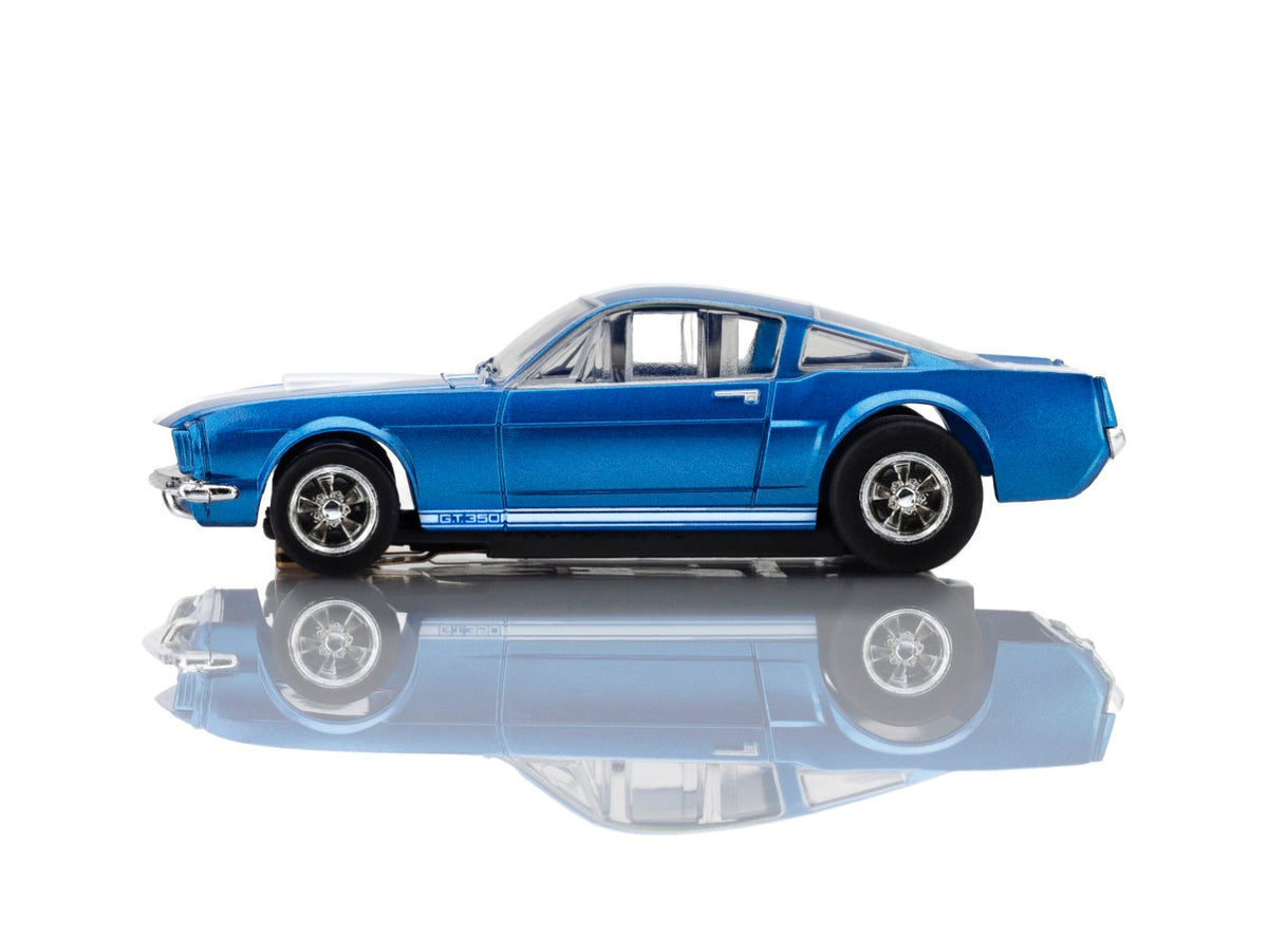 AFX Mega G+ 22149 1966 Shelby Mustang GT350 - Blue with White Stripes HO Scale Slot Car