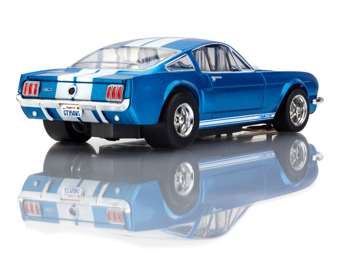 AFX Mega G+ 22149 1966 Shelby Mustang GT350 - Blue with White Stripes HO Scale Slot Car
