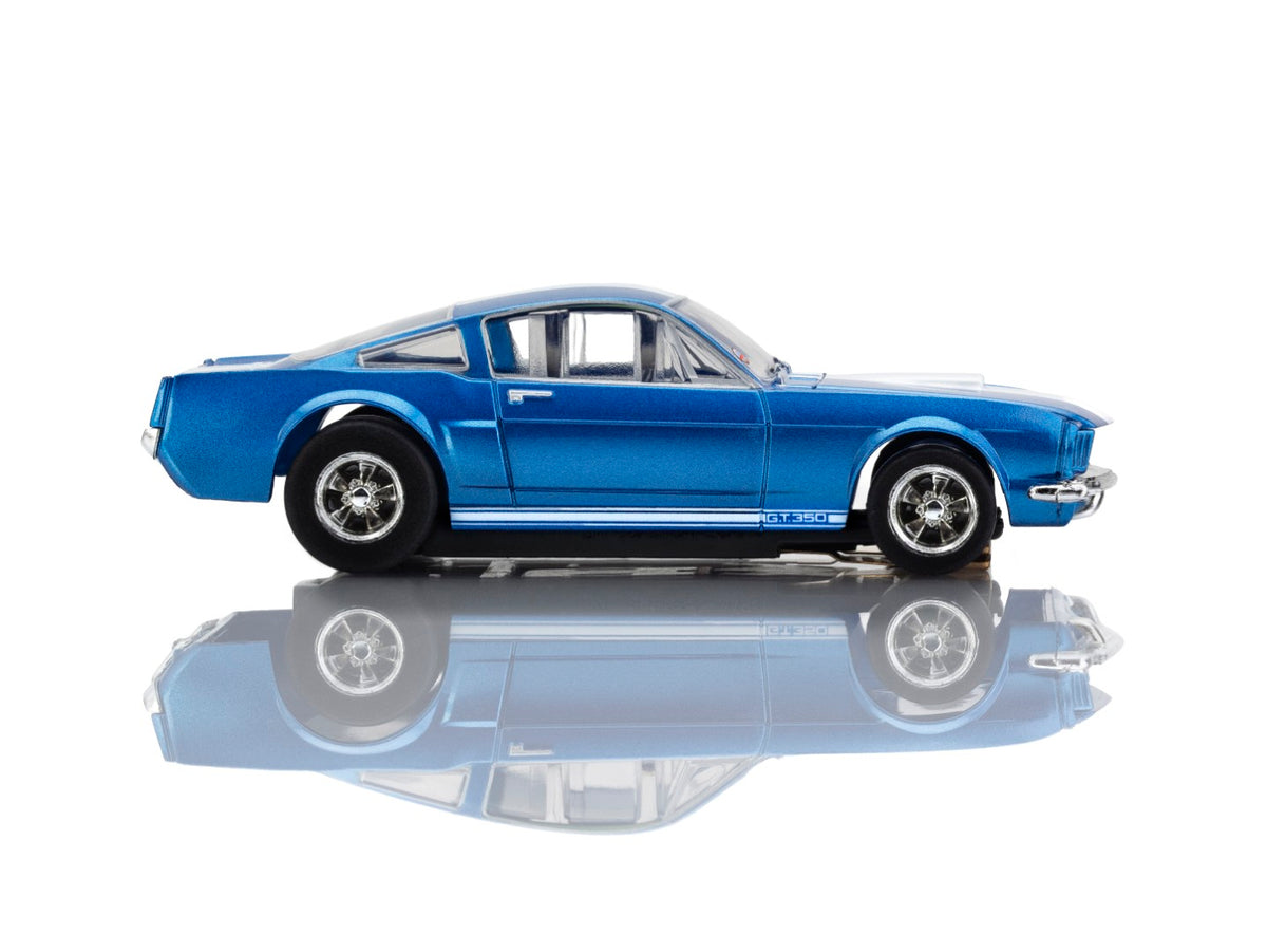 AFX Mega G+ 22149 1966 Shelby Mustang GT350 - Blue with White Stripes HO Scale Slot Car
