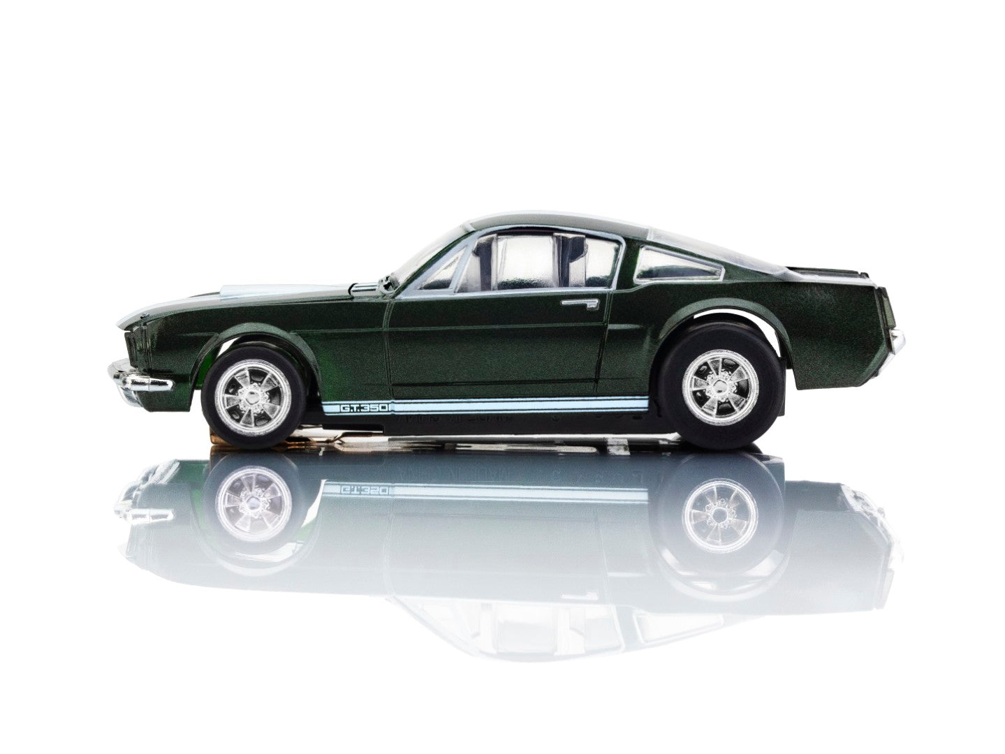AFX Mega G+ 22150 1966 Shelby Mustang GT350 - Ivy Green with White Stripes HO Scale Slot Car