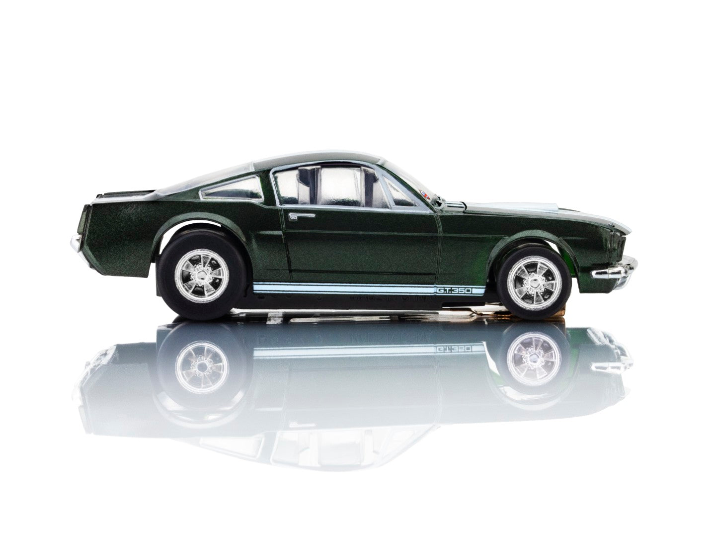 AFX Mega G+ 22150 1966 Shelby Mustang GT350 - Ivy Green with White Stripes HO Scale Slot Car