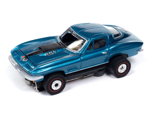 Auto World Thunderjet SC406-2B 1967 Chevy Corvette Coupe Marina Blue Poly HO Scale Slot Car