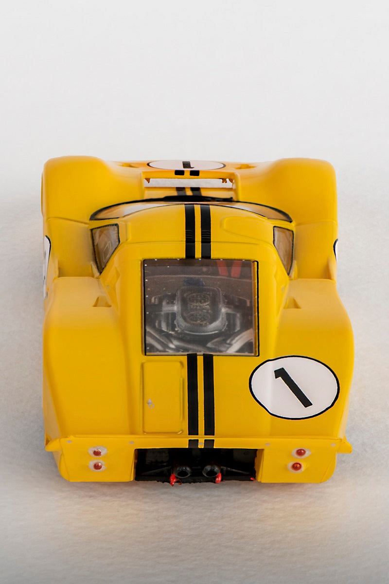 AFX Mega G+ 22025 Ford GT40 Mk IV No.1 Sebring - Yellow with Clear Windows - HO Scale Slot Car