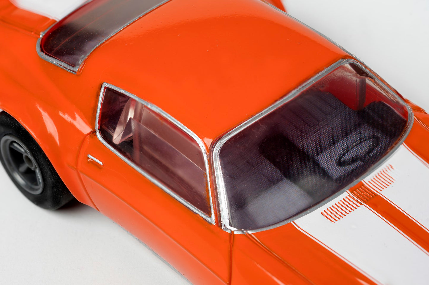 AFX Mega G+ 22027 Camaro SS396 – Orange with White Stripes & Clear Windows - HO Scale Slot Car