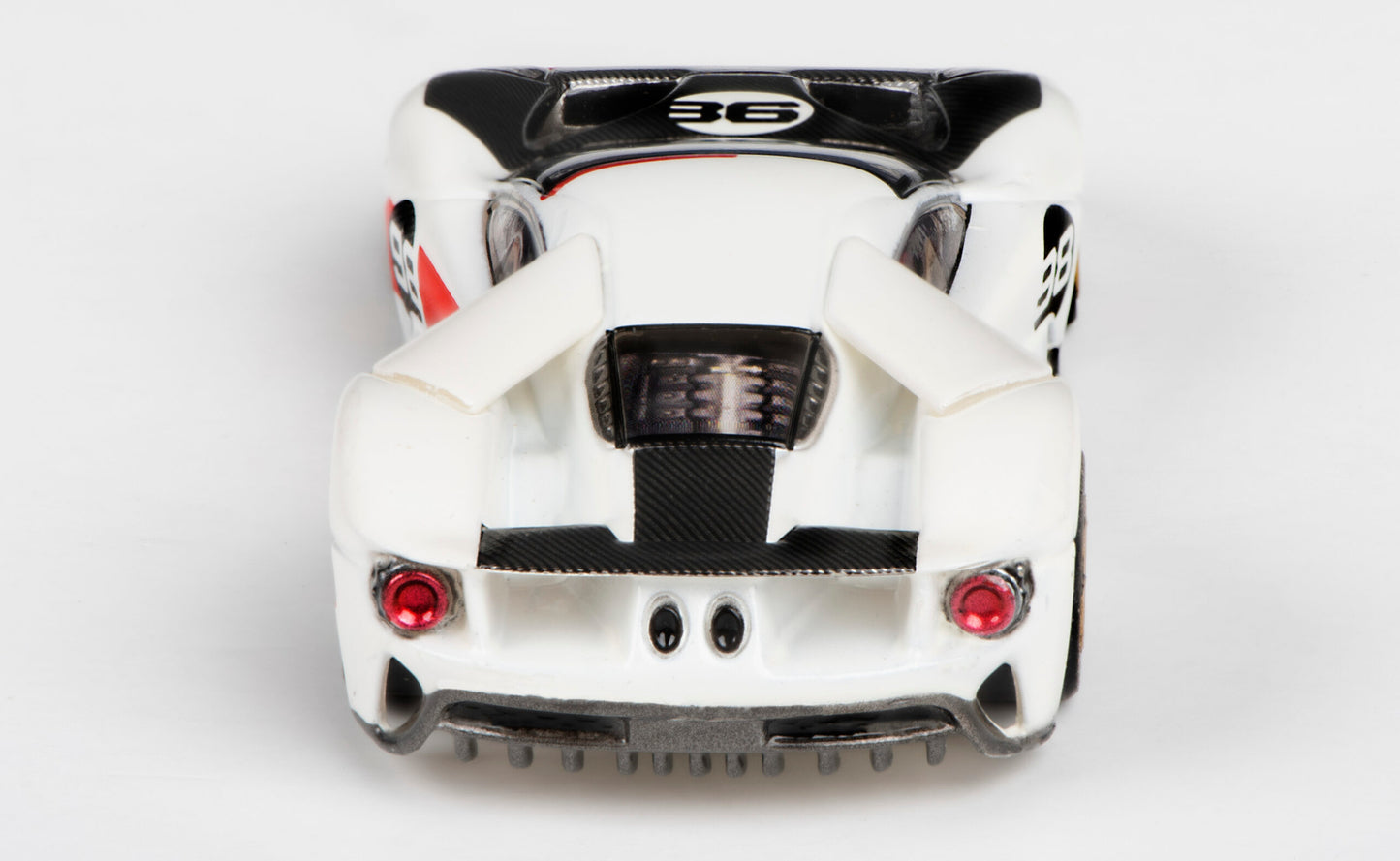 AFX Mega G+ 22044 2021 Ford GT Heritage #98 - White with Black and Red Trim with Gold Wheels - Collector Series Clear - HO Scale Slot Car