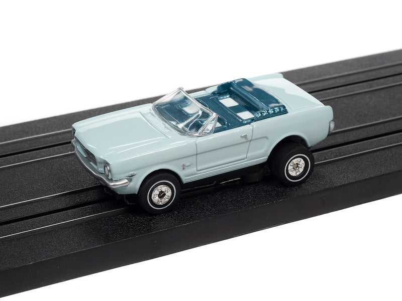 Auto World Thunderjet SC367 -3 R34 1965 FORD MUSTANG CONVERTIBLE (BLUE) HO Scale Slot Car