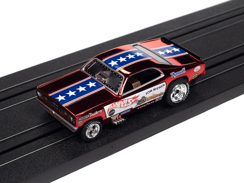 Auto World 4Gear SC369 -2 R26 TOM "THE MONGOOSE" MCEWEN - 1970 PLYMOUTH DUSTER HO Scale Slot Car