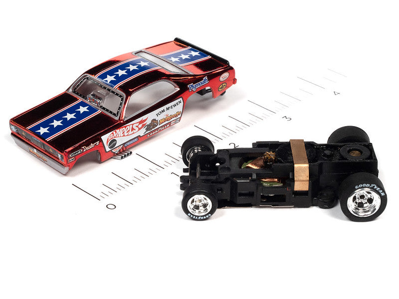 Auto World 4Gear SC369 -2 R26 TOM "THE MONGOOSE" MCEWEN - 1970 PLYMOUTH DUSTER HO Scale Slot Car