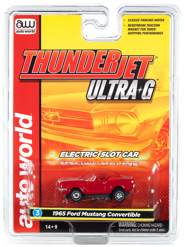 Auto World Thunderjet SC367 -3 R34 1965 FORD MUSTANG CONVERTIBLE (RED) HO Scale Slot Car