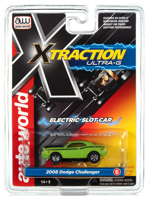 Auto World Xtraction SC368 R34 2008 DODGE CHALLENGER (GREEN) HO Scale Slot Car