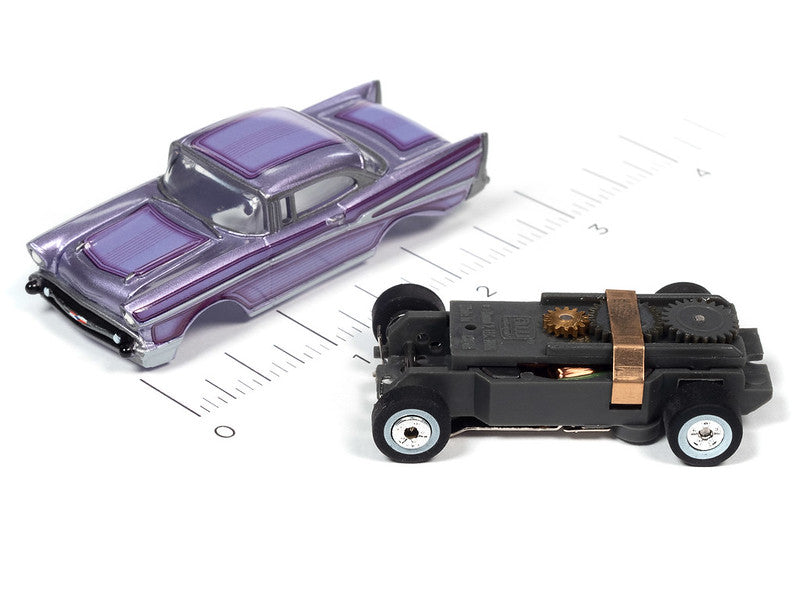 Auto World Thunderjet SC379 -2B 2022 R2 CARS N COFFEE 1957 CHEVROLET BEL AIR (PURPLE) HO SCALE SLOT CAR