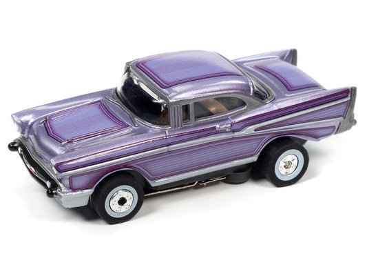 Auto World Thunderjet SC379 -2B 2022 R2 CARS N COFFEE 1957 CHEVROLET BEL AIR (PURPLE) HO SCALE SLOT CAR