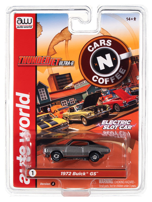 Auto World Thunderjet SC379 -1A 2022 R2 CARS N COFFEE 1972 BUICK GS (SILVER) HO SCALE SLOT CAR