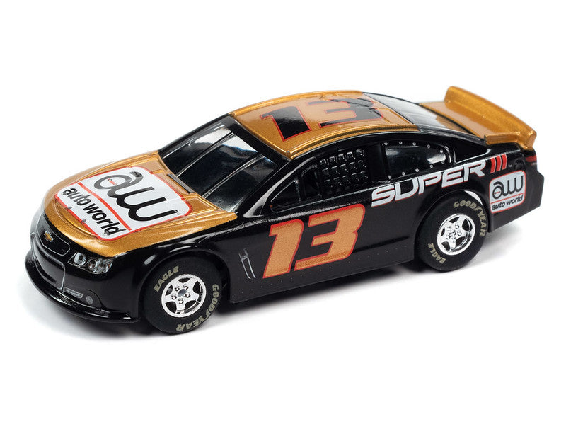 Auto World Super III SC383 R1 2015 CHEVY SS STOCK CAR (BLACK/GOLD) HO Scale Slot Car