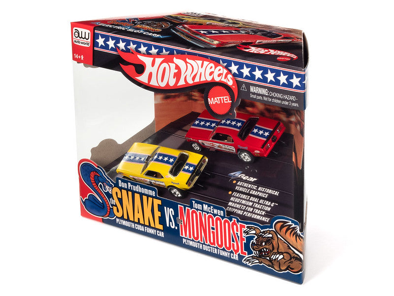 Auto World 4Gear SC2PK001 R1 HOT WHEELS SNAKE & MONGOOSE (2-PACK) HO SLOT CARS