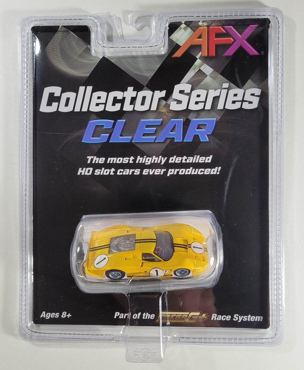 AFX Mega G+ 22025 Ford GT40 Mk IV No.1 Sebring - Yellow with Clear Windows - HO Scale Slot Car