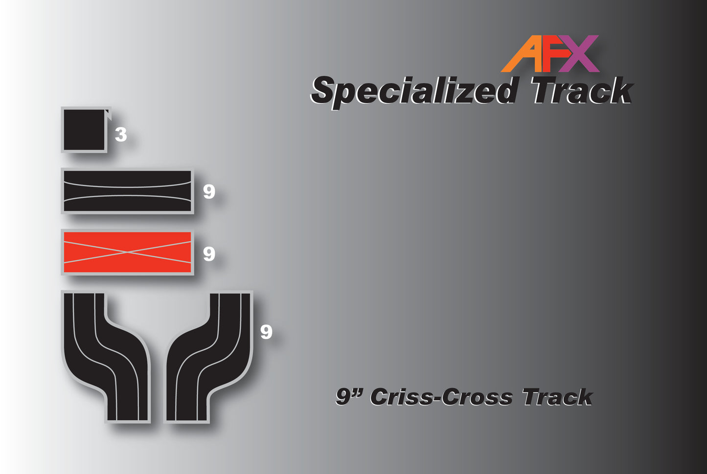 AFX Track 70612 9" Criss-Cross Track (2 pack)