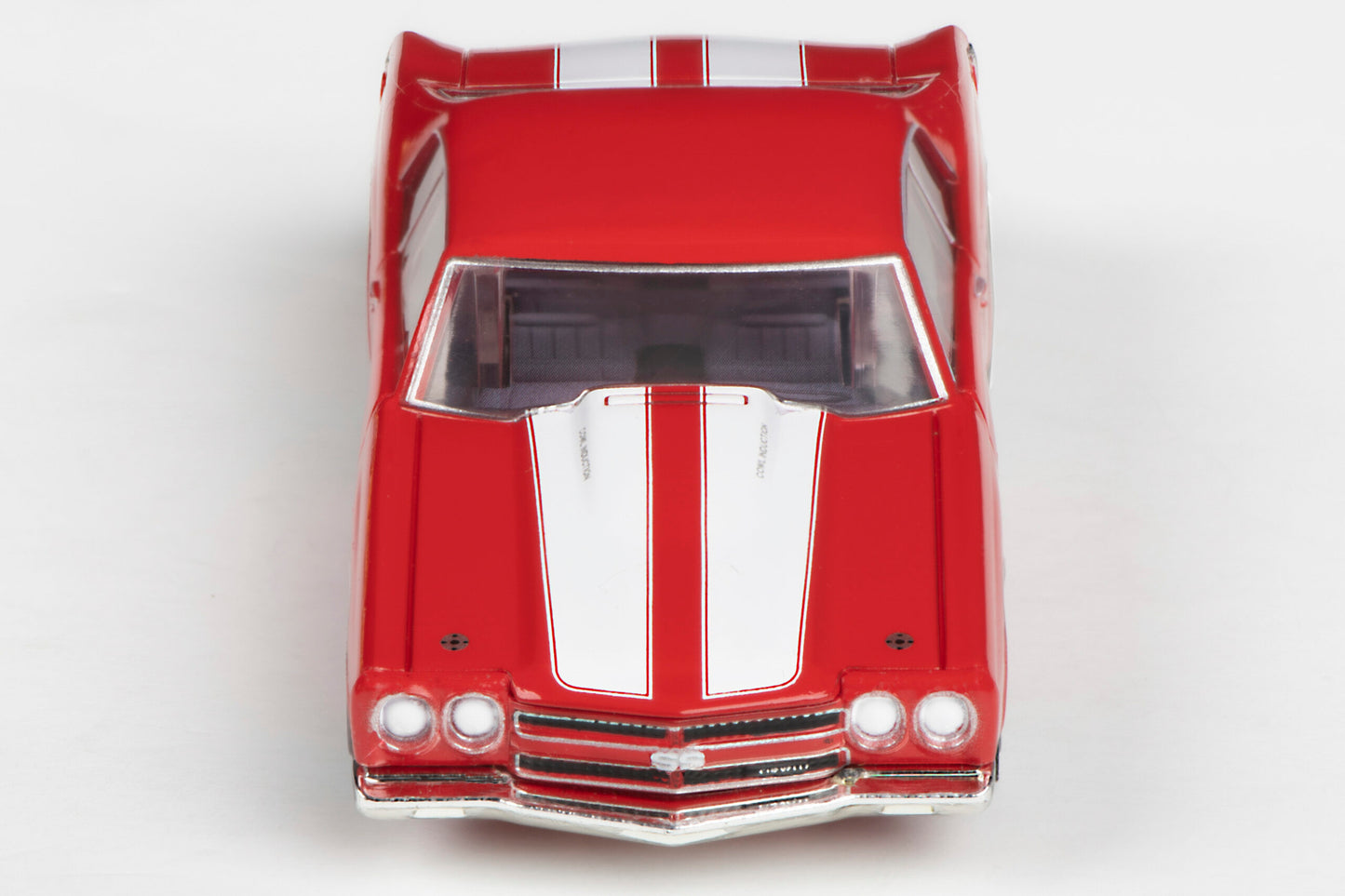 AFX Mega G+ 22043 1970 Chevelle 454 – Red with White Stripes and 5 Spoke Gray Wheels - HO Scale Slot Car