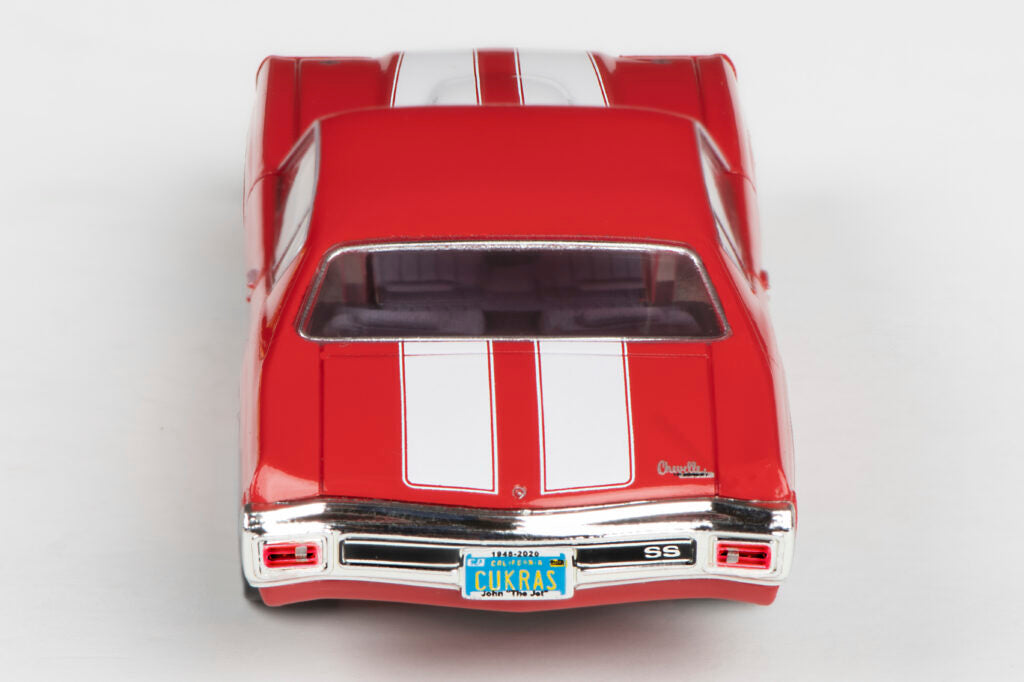 AFX Mega G+ 22043 1970 Chevelle 454 – Red with White Stripes and 5 Spoke Gray Wheels - HO Scale Slot Car