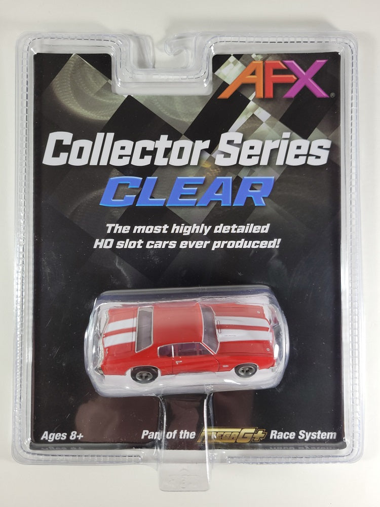 AFX Mega G+ 22043 1970 Chevelle 454 – Red with White Stripes and 5 Spoke Gray Wheels - HO Scale Slot Car