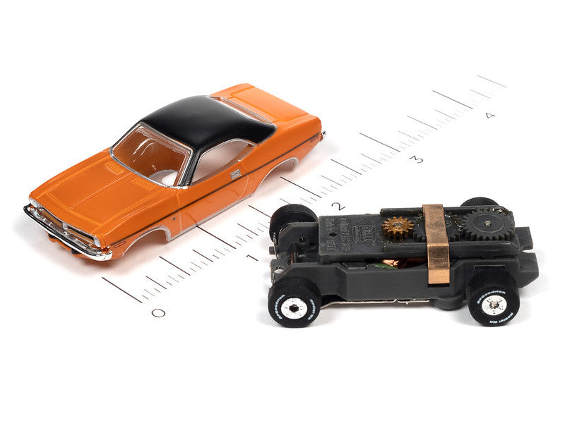 Auto World Thunderjet SC390-5B 2023 R1 OK USED CARS 1970 PLYMOUTH BARRACUDA GRAN COUPE (ORANGE) HO Scale Slot Car