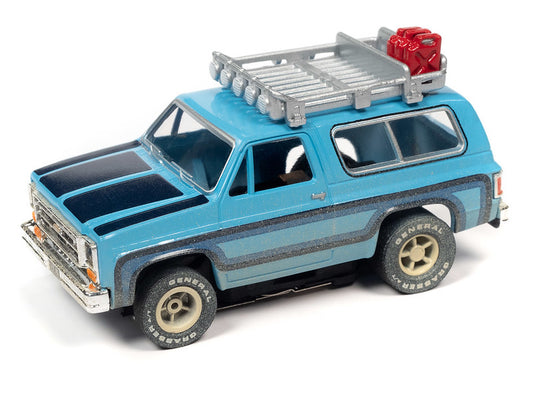 Auto World Xtraction SC388-1A 2023 R1 OFF ROAD 1977 CHEVROLET BLAZER (BLUE) HO Scale Slot Car