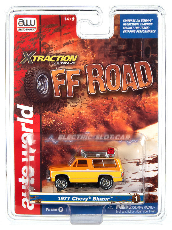 Auto World Xtraction SC388-1B 2023 R1 OFF ROAD 1977 CHEVROLET BLAZER (ORANGE) HO Scale Slot Car