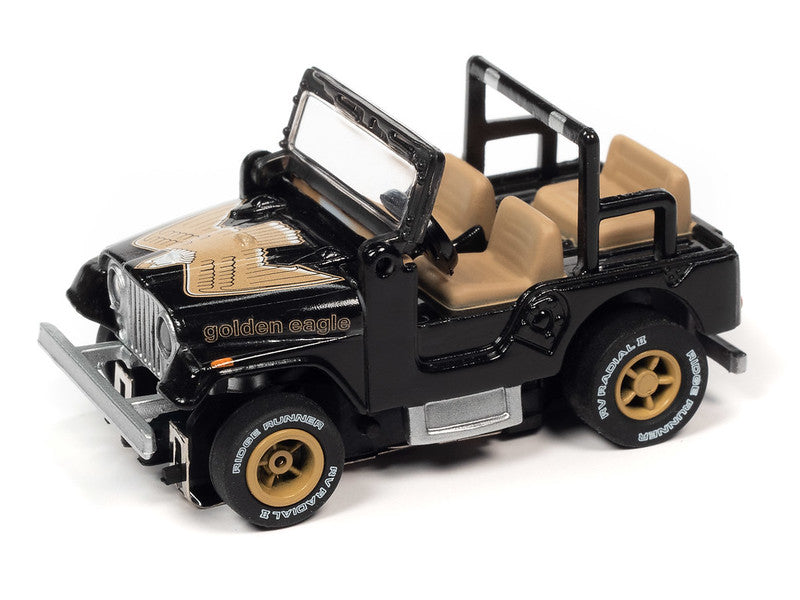 Auto World Xtraction SC388-2B 2023 R1 OFF ROAD 1979 JEEP CJ-7 (BLACK) HO Scale Slot Car