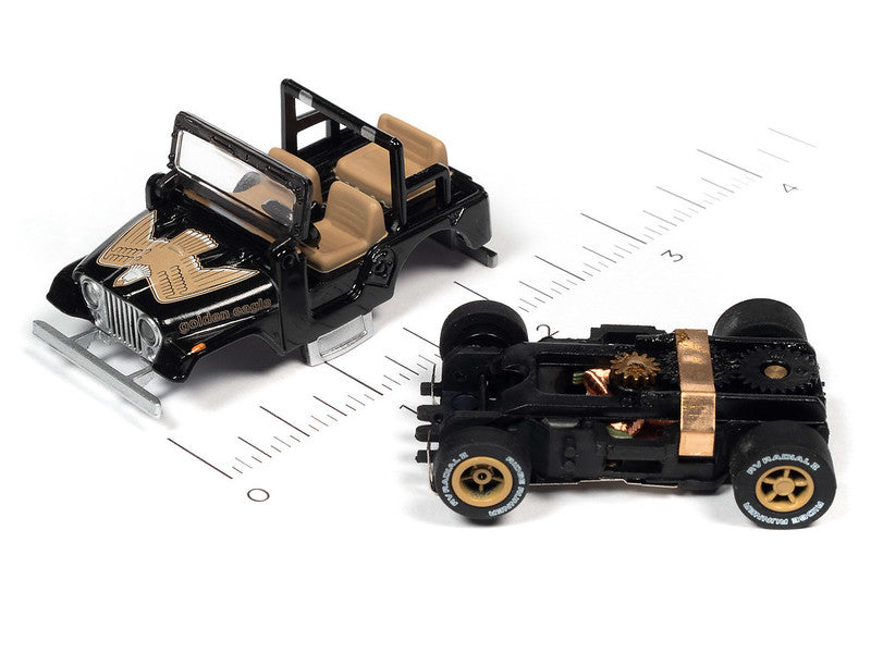Auto World Xtraction SC388-2B 2023 R1 OFF ROAD 1979 JEEP CJ-7 (BLACK) HO Scale Slot Car