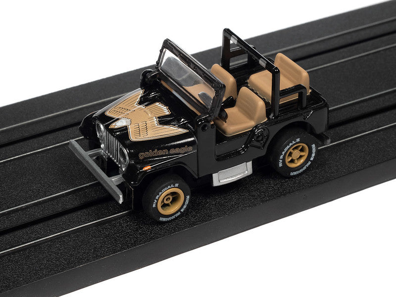 Auto World Xtraction SC388-2B 2023 R1 OFF ROAD 1979 JEEP CJ-7 (BLACK) HO Scale Slot Car