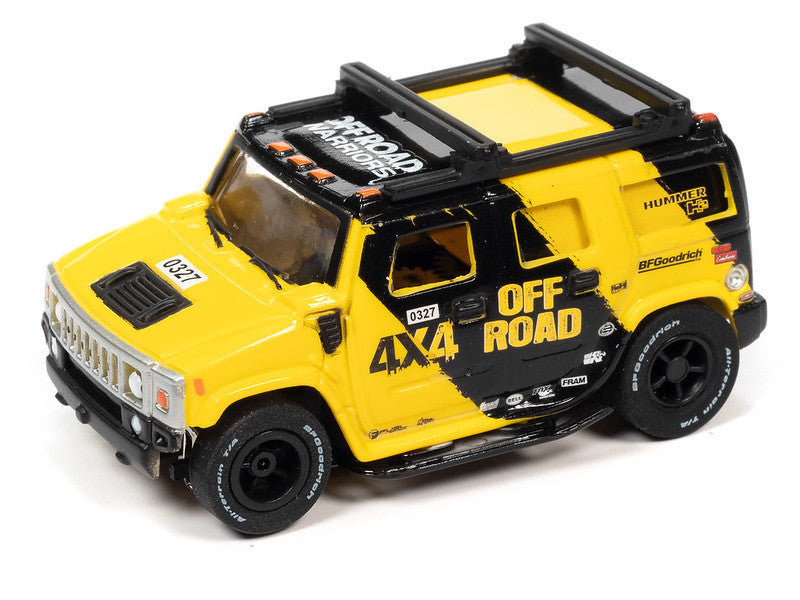Auto World Xtraction SC388-2A 2023 R1 OFF ROAD 2005 HUMMER H2 (YELLOW) HO Scale Slot Car